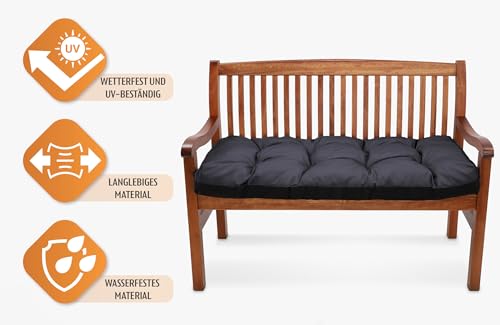 Amazinggirl Bankauflage Sitzkissen Outdoor Hollywoodschaukel Kissen 100x50 cm - Sitzpolster Bank Polster für Sitzbank Gartenbank und Paletten Bankkissen Indoor und Outdoorkissen Graphit