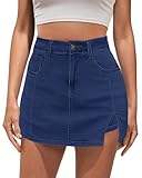 Vetinee Jean Shorts Women's High Waisted Stretchy Summer Skorts Skirts Fashion 2024 Reef Blue Small Fits Size 4 / Size 6