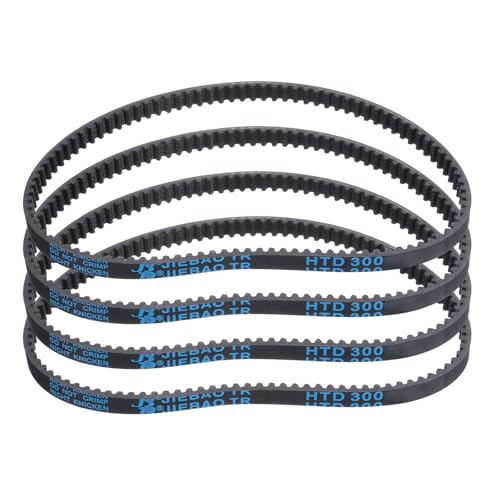 sourcing map 4pcs HTD-3M Rubber Timing Belt 100 Teeth, 300mm Pitch Length x 6mm Width x 2.4mm Height, Closed Loop Pulley Timing Belt