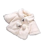 MissとMrベビー服 女の子 子供ケープ 綿服 ポンチョ コート アウターウェア 上着 防寒 ホワイト ピンク 結婚式 七五三 発表会 披露宴 パーティー (110cm, ホワイト)