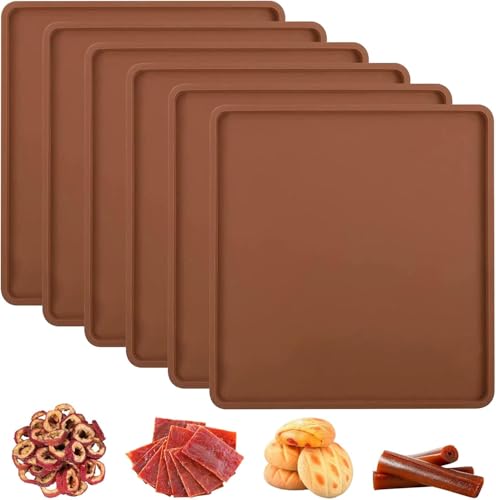 6 PCS Silicone Dehydrator Trays with Edge for Cosori CP267-FD,Nonstick Silicone Drye Sheets with Edge, Silicone‘s Dehydrator Mat for Jerky, Meat, Vegetables, Fruit Leather Trays Dehydrator Accessories