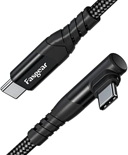 Fasgear USB C to USB C cable, 1m 60W Type C to Type C Right Angle 90 Degree, PD Fast Charging Charger Lead Compatible for Galaxy S22 S21 S20 Mac-Book i-Pad Pro i-Pad Air (3ft, Black)