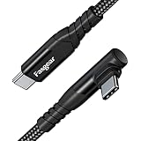 Fasgear Kabel USB C na USB C, 1,8 m, 60 W, typ C do typu C, kąt prosty 90 stopni, przewód do szybkiego ładowania PD, kompatybilny z Galaxy S22, S21, S20, Mac-Book i-Pad Pro, i-Pad Air (1,8 m, czarny)