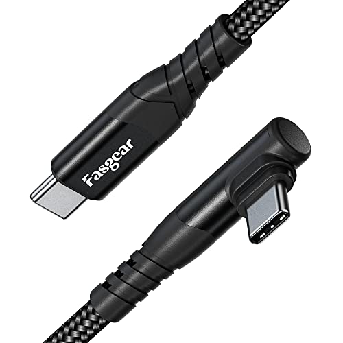 Fasgear Kabel USB C na USB C, 1,8 m, 60 W, typ C do typu C, kąt prosty 90 stopni, przewód do szybkiego ładowania PD, kompatybilny z Galaxy S22, S21, S20, Mac-Book i-Pad Pro, i-Pad Air (1,8 m, czarny)