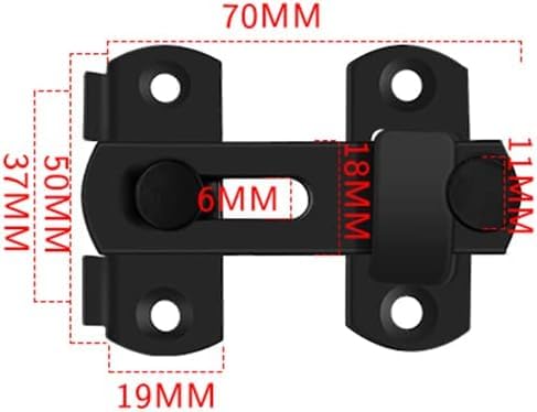 3 Pack Small Stainless Steel Door Lock Flip Lock Safety Door Bolt Lock, Door Holder Latch (Black) - Thumbnail 2