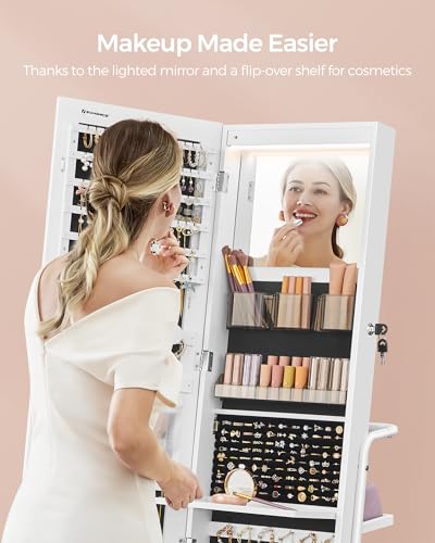 Songmics UJJC018W01 360° Swivel Mirrored Jewelry Cabinet thumb #6