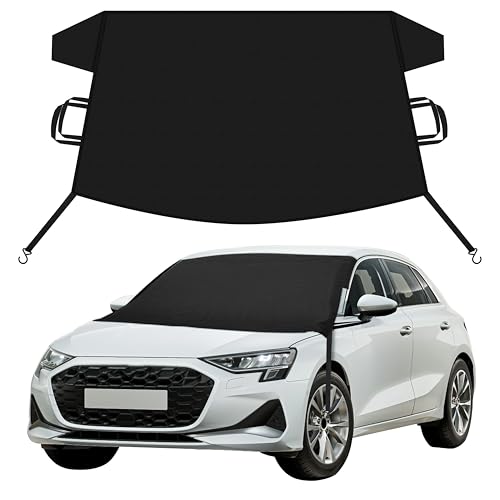 Image of EcoNour Car Snow Cover Compatible for Audi A3 A4 A5 A6 | Windshield Cover for Ice and Snow with S-Hook Straps | Heavy-Duty 600D Oxford Winter Car Cover, Waterproof & Anti-Slip