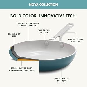 GreenPan Nova 10-Piece Cookware Pots and Pans Set, Oprah’s Favorite Things 2024, PFAS-Free Ceramic Nonstick, Fry, Sauté, Stockpot, Utensils, Lids, Induction Suitable, Dishwasher, Oven Safe, Deep Teal GreenPan Nova 10 Piece Cookware Pots and Pans Set Oprahs Favorite Things 2024 PFAS Free Ceramic Nonstick Fry Saute Stockpot Utensils Lids Induction Suitable Dishwasher Oven Safe Deep Teal