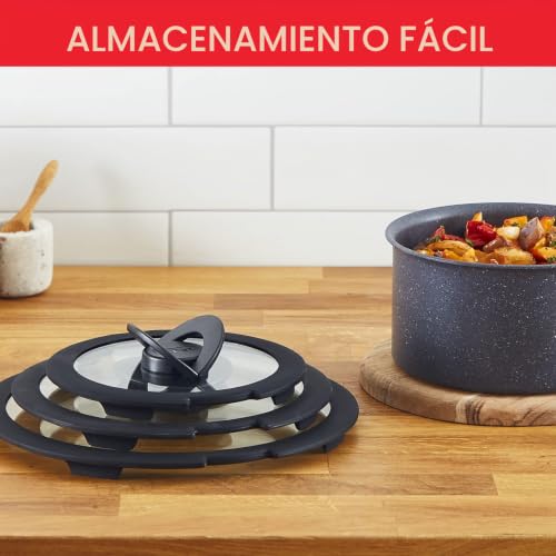 Miniatura 5 de Tefal Ingenio - Tapa De Cristal 16 Cm, Almacenamiento De Ahorro De Espacio, Mango Plegable, Cocción Más Rápida, Compatible Con Ingenio, Lavavajillas, Alto Rendimiento L9846102, Transparente Y Negro