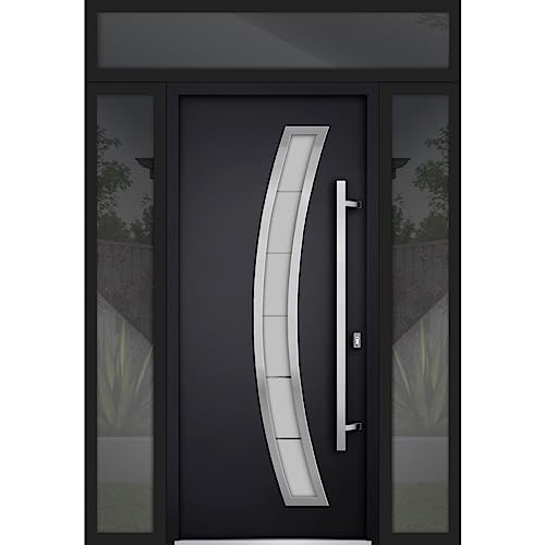 VDOMDOORS Front Exterior Prehung Steel Door With Two Sidelites