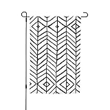 Estructura: esta funda colgante de bandera de césped con estampado bohemio en blanco y negro se adapta a la mayoría de postes de bandera estándar. Nota: solo 1 bandera de jardín. No incluye mástil de bandera ni soporte.