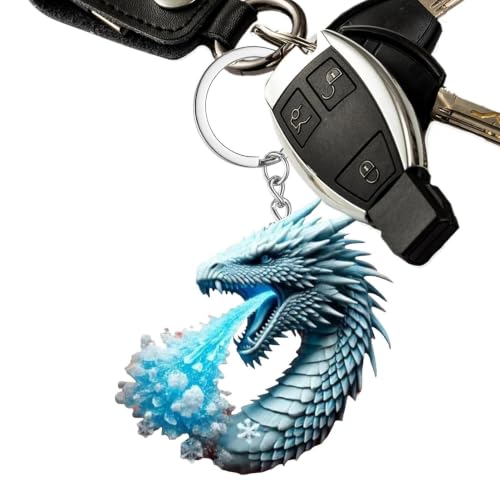 Image of Funny Dragon Key Ring, Dragon Key Chain Pendant Decoration Creative, blue