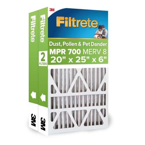 Image of Filtrete 20x25x6 AC Furnace Air Filter, MPR 700, MERV 8, Fits AprilAire & Space-Gard, Capture Dust, Pollen & Pet Dander Reduction, 2-Pack (Actual Size 19.75 x 24.25 x 6 in)