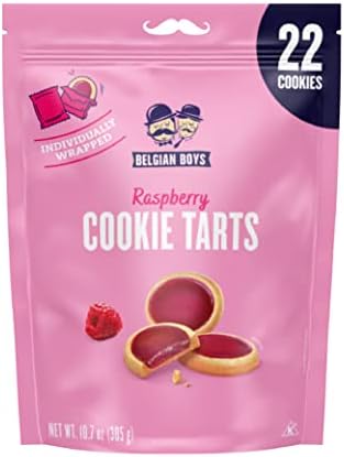 Belgian Boys Raspberry Cookie Tarts, Shortbread Butter Cookies, Individually Wrapped, Non-GMO, No Preservatives (22 Tarts per Pouch)