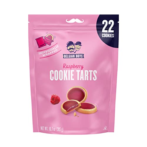 Belgian Boys Raspberry Cookie Tarts, Shortbread Butter Cookies, Individually Wrapped, Non-Gmo, No Preservatives (22 Tarts Per Pouch) #TOP1