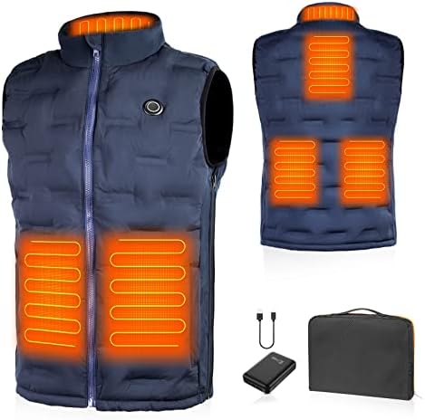ECIFEE Heated Down Vest for Men Women, Puffer Lightweight Golfing Walking Vest, Windproof Sleeveless Jacket with Battery Waistcoat for Outdoor