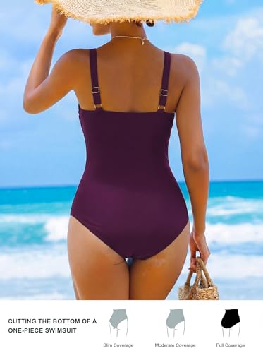 Image of Smismivo Tummy Control Swimsuits for Women Slimming One Piece Bathing Suit Retro Ruched Push Up Vintage Padded Swimwear