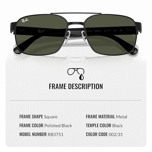 Ray-Ban RB3751 Square Shaped Sunglasses for Men & Women with Official RAYBAN Eyewear Kit3