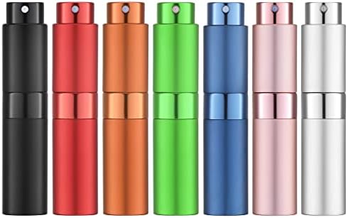 LISAPACK Atomizer Perfume 8ML Spray Bottle for Travel (7PCS), Empty Refillable Cologne Dispenser, Portable Sprayer for Men and Women (Multi-colored)