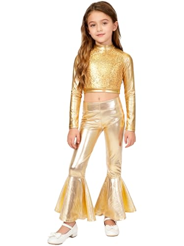 Costume danse jazz enfant fille crop top et jupe ensemble de gymnastique 5-16 ans