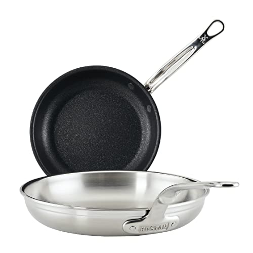 Hestan - ProBond Collection - Essential Bratpfannen-Set, 2 Stück, 21,6 cm Antihaftbeschichtung und 27,9 cm Edelstahl Cover