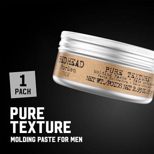 TIGI Bed Head Hair Paste for Men, Pure Texture – Men’s Molding Paste, Anti-Humidity, Frizz Control Hair Care Products for Men, Travel-Friendly, 2.93 Oz - 1