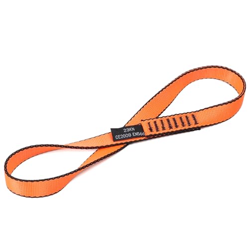 18mm Nylon Climbing Sling Runner 23KN-CE2008 EN566 Certified Webbing Straps (Orange-1pcs, 30cm)
