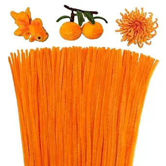  100 Pieces Pipe Cleaners Chenille Stem, Orange Pipe Cleaners Craft