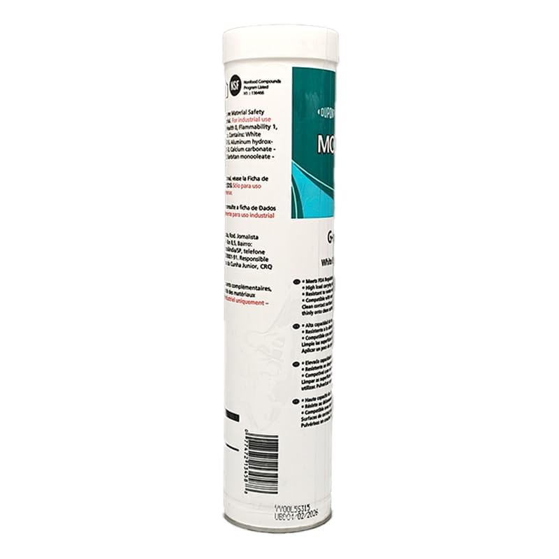 Molykote G-0052 FM White EP - Grasso per cuscinetti 380 g, grasso multiuso per contatto con gli alimenti occasionali, lubrificante meccanico per cuscinetti, catene, ingranaggi, a prova di alimenti