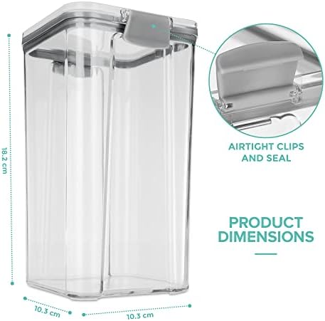LIVIVO 2pc Stacking Airtight Food Storage Containers Set Space-Saving Tubs for Organising Cereals, Pasta, Rice Lunch Snack Box Kitchen BPA Free Kitchen Organiser (1300ml)