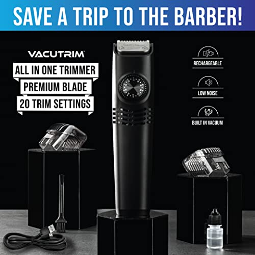 Bell+Howell Vacutrim Professional Vacuum Hair Trimmer With Powerful Suction Rechargeable Shaver For Mens Beard Mustache Sideburn Ultra Sharp Stainless Blade Cordless Hair Clipper As Seen On Tv #TOP5
