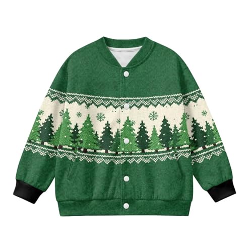 ZFRXIGN Christmas Tree Jacket for Boys Girls Size 11-12 Button up Cardigan School Uniform Baseball Jacket Fall Crewneck Sweatshirt Stress Coat Pocket T Shirts, Green