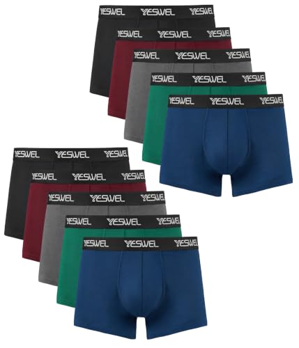 YESWEL Baumwolle Boxershorts Herren 10er Pack, Atmungsaktive Unterhosen Männer, Ohne Kratzenden Zettel Unterwäsche und Retroshort(Mehrfarbig 01, M)