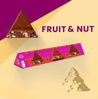 Toblerone Fruit & Nut Chocolate Bar 360g, Honey & Almond Nougat, Perfect for Sharing This Christmas