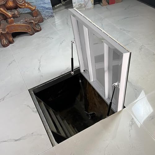 Recessed Steel Floor Hatch Door with Suction Cups - 32x30 in Hidden Access Panel for Home Renovation, Secret Basement Entry, Durable & Secure Interior Gate