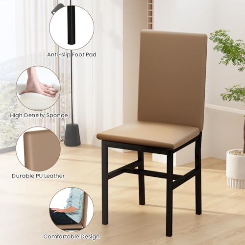 image for Lamerge Faux Marble Dining Table Set for 4 with 4 PU Leather Chairs, 5