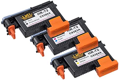Lucky Bridge HP72 Remanufactured Printhead 3PK (G/PK MK/Y M/C) C9380A C9383A C9384A Compatible for HP T1100 T790 T770 T60 T1300
