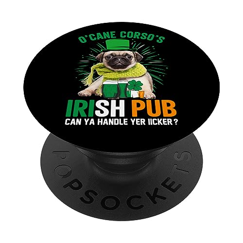 Drôle de Saint-Patrick Chanceux Chien Carlin Pub Irlandais PopSockets PopGrip Interchangeable