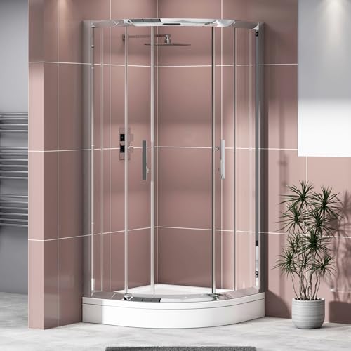 700 x 700 mm Quadrant Shower Enclosure with High Rise Tray Double Sliding Cubicle Door 6mm Safety Tempered Glass - Image 2