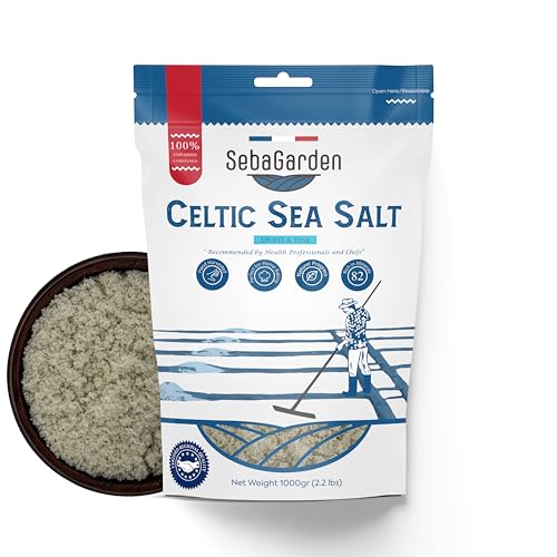 Seba Garden Celtic Sea Salt Grey, 1kg - Dried & Fine, Certificated Organic Reseallable Bag of Grey Sea Salt, Hand Harvested, Contains Over 82 Essential Minerals