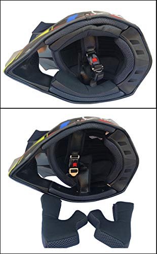 Woljay Motocross Off Road Street Dirt Bike Full Face Motorcycle Helmet MX MTV (Black, M)