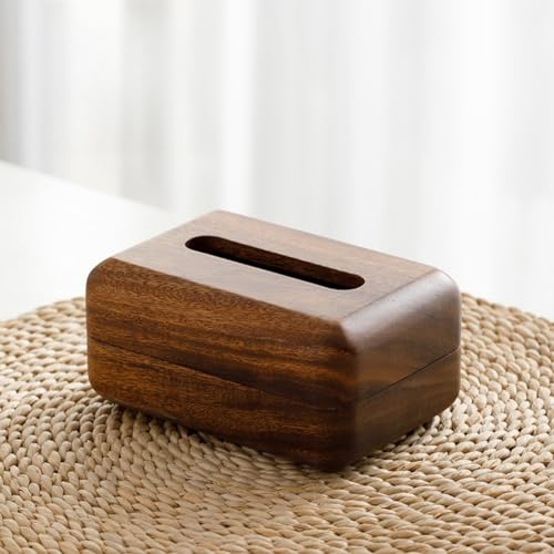 Zdaqian ティッシュボックス ティッシュケース ナチュラル木目調 整木彫刻 木製 整木彫刻成形 磁気吸着開閉 簡単設置 紙詰まり防止 スムーズ排紙 手作り コンパクト ミニサイズ 丈夫 植物油コーティング (木の色,18*12*9.5cm)
