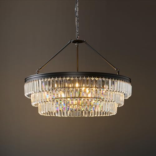 Black Modern Round Crystal Chandelier image