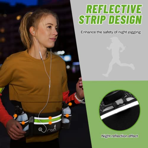 Hydration Running Belt With Water Bottles(2 X 300Ml), Luckit Upgraded Nylon Webbing Running Waist Bag Reflective Bum Bag Adjustable Sports Waist Pouch For Marathon Running Hiking Camping Jogging #TOP5