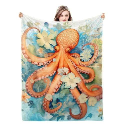 Naniopick Octopus Blanket -340 GSM Ocean Animal Flannel Blanket for Teens -50