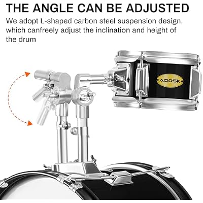 AODSK Drum Sets 5-Piece for Beginners, 14 inch Full Size Complete Drum Kit with Adjustable Throne, Cymbal, Hi-Hat, Pedal & Drumstick