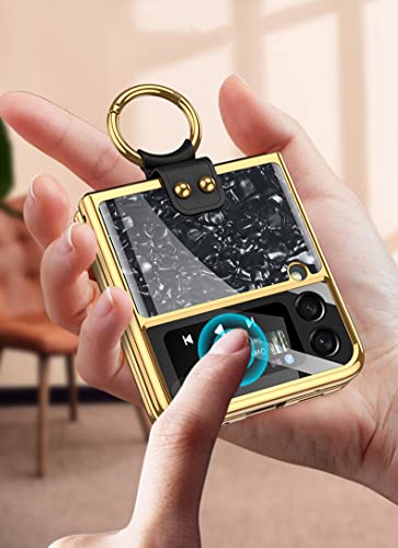 Capa para Samsung Z Flip 3, Capa Galaxy Z Flip 3 com Anel, Casca de Pérola Caso Samsung Galaxy Z Fli