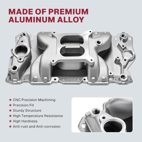 Image of 2026 7501 Intake Manifold Aluminum Performance Dual Plane Air-Gap Compatible with Chevy Small Block SBC 1955-86 262 265 267 283 302 305 307 327 350 400 V8 Engine, Silver