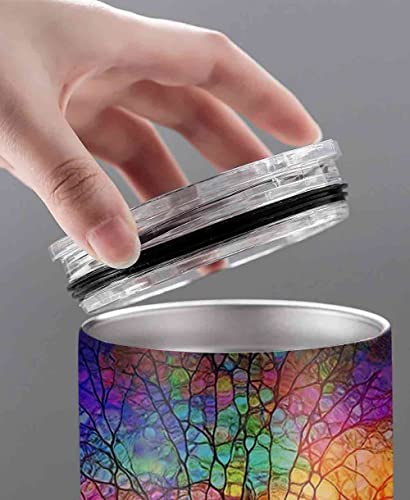 20Oz Rainbow Tree Of Life Tumbler Cup With Lid, Stainless Steel Double Wall Vacuum Thermos Insulated Travel Coffee Mug(Rainbow Tree Of Life Tumbler) One Tumbler Cup #TOP5