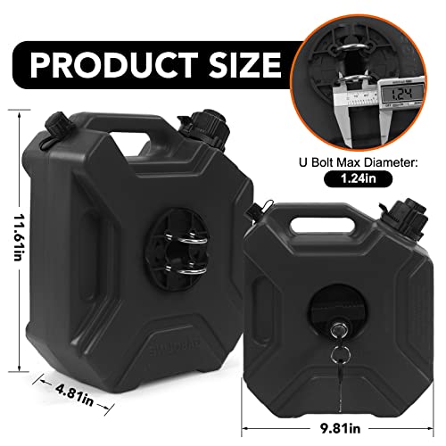 Esploratori 5L 1.3 Gallon Portable Gas Can, Fuel Oil Petrol Storage Backup Tank With Lockable Bracket, Mounting Bracket For Car Motorcycle Utv Atv Suv And Outdoor Work, Epa Certified(Black) #TOP4